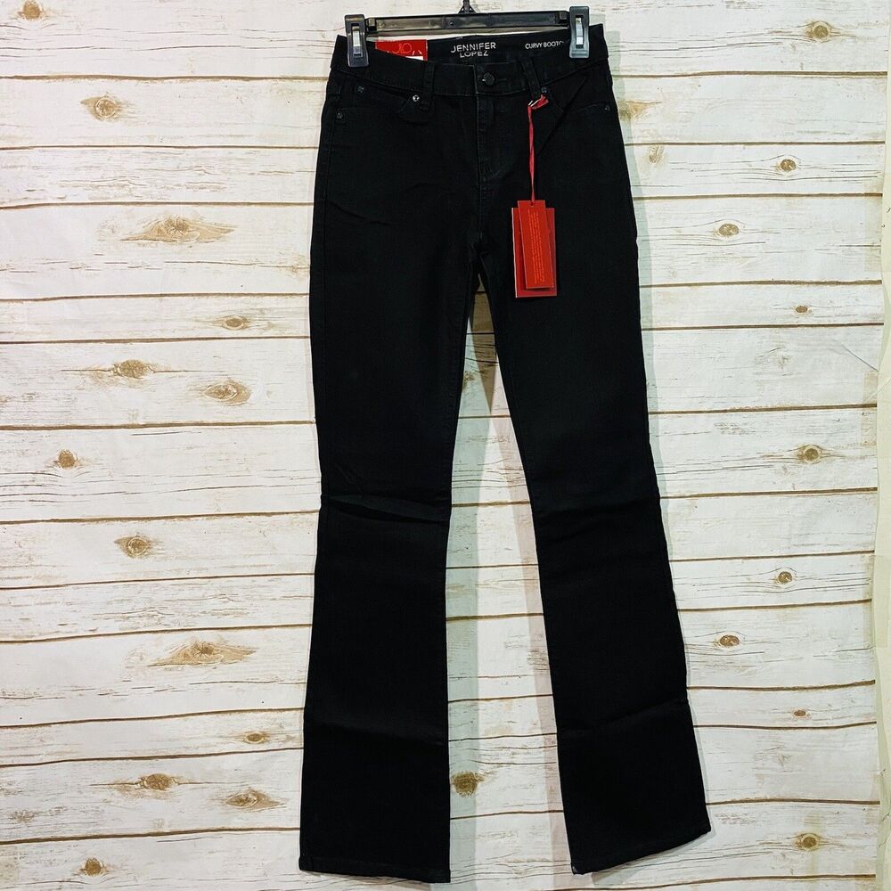 Jennifer Lopez Women's Black curvy bootcut jeans size 0 LONG - Picture 2 of 8